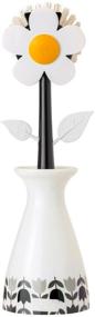 img 4 attached to 🌸 White Vigar Flower Power 11-1/2-Inch Nylon Dish Brush with Black Vase Holder