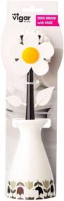 img 2 attached to 🌸 White Vigar Flower Power 11-1/2-Inch Nylon Dish Brush with Black Vase Holder