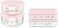 👑 pyrex disney princess characters 8 piece decorated glass food storage set - store with royal style! логотип