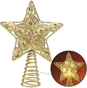 img 3 attached to Shine Bright this Christmas with Juegoal Star Tree Topper - 9 Inches, Gold Lighted, 20 LED Lights Included!