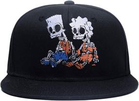 img 3 attached to Quanhaigou Skull Skeleton Baseball Cap - Unisex Solid Flat Bill Snapback Hat with Adjustable Fit