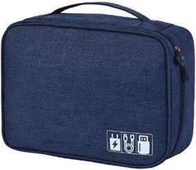 img 4 attached to 🔌 TABITORA Electronics Organizer: Travel Cable Cord Bag for Chargers, USB, SD Cards & More - Navy