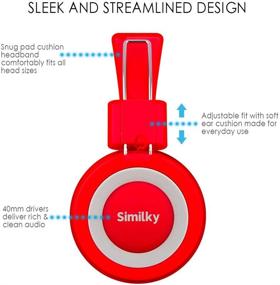 img 2 attached to 🎧 Safe and Stylish Kids Headphones with Microphone - Volume Limited 90dB, Foldable Earphones for Boys/Girls/Toddlers/Children/School/Travel (Red Carpet Strut)