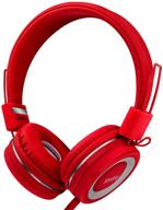 🎧 safe and stylish kids headphones with microphone - volume limited 90db, foldable earphones for boys/girls/toddlers/children/school/travel (red carpet strut) logo