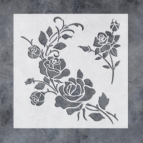 img 4 attached to 🌹 GSS Designs Rose Corner Flower Stencil - Reusable Stencils for Wood Canvas Wall Furniture Painting - Mylar Stencil for Crafts and Decorations, 12x12 Inch