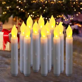 img 4 attached to 🕯️ Homemory 12PCS Flameless LED Taper Candles Lights, Battery Operated Candlesticks with Warm Yellow Flickering Flame, Dripless Fake Floating Taper Candles, 0.79 x 6.5 Inches