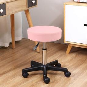 img 3 attached to Height Adjustable Pink Rolling Stool with Swivel and Wheels for Salon, Spa, and Work by KKTONER