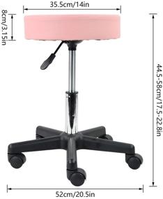 img 2 attached to Height Adjustable Pink Rolling Stool with Swivel and Wheels for Salon, Spa, and Work by KKTONER