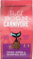 🐱 премиум корм для кошек tiki cat born carnivore сухой, запеченный - содержит высокий уровень белка, низкий уровень углеводов - вкусный рецепт с курицей и рыбой. логотип