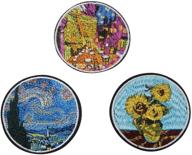 👕 iron-on fabric stickers for jackets – 2.8" aesthetic patches with van gogh paintings – set of 3 embroidery patches logo