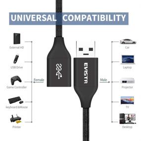 img 3 attached to EVISTR USB 3.0 Extension Cable - 2Pack A-Male to A-Female USB Extender Cord | High-Speed 5Gpbs Data Transfer for Printer, Scanner, Camera, Keyboard, Hard Drive, Flash Drive | 6FT, Black