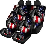 fkelyi american style car seat covers for women men full set 4-pcs us flag with horse car seat cover back seat split protector washable universal bucket seat cover fit for car logo