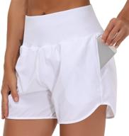 the gym people women's high waist running shorts with liner: stay comfortable during athletic hiking and workouts with zip pockets logo