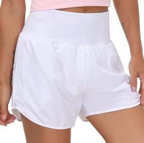 img 3 attached to The GYM PEOPLE Women's High Waist Running Shorts with Liner: Stay Comfortable during Athletic Hiking and Workouts with Zip Pockets