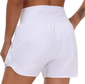 img 2 attached to The GYM PEOPLE Women's High Waist Running Shorts with Liner: Stay Comfortable during Athletic Hiking and Workouts with Zip Pockets