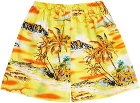 img 1 attached to Yellow Map and Surfer Palm Wave Boy Hawaiian Aloha Luau Shirt and Shorts Cabana Set