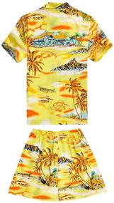 img 3 attached to Yellow Map and Surfer Palm Wave Boy Hawaiian Aloha Luau Shirt and Shorts Cabana Set