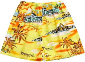 img 2 attached to Yellow Map and Surfer Palm Wave Boy Hawaiian Aloha Luau Shirt and Shorts Cabana Set