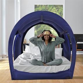 img 2 attached to 🏕️ LEEDOR Twin Bed Tent Dream Tents - Pop Up Cabin Canopy for Indoor Privacy, Warm & Breathable - Navy (Mattress Not Included) - Patent Pending - Ideal for Kids and Adults