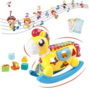 img 4 attached to 🎵 Eseesmart Игрушка для детей - Ксилофон для малышей для обучения и развития многих чувств. Игрушка-пони с светом и музыкой - идеальные подарки для малышей на день рождения.