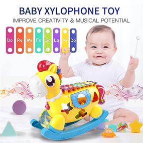 img 3 attached to 🎵 Eseesmart Игрушка для детей - Ксилофон для малышей для обучения и развития многих чувств. Игрушка-пони с светом и музыкой - идеальные подарки для малышей на день рождения.