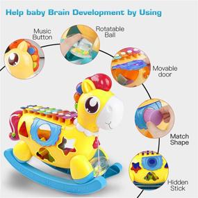 img 2 attached to 🎵 Eseesmart Baby Music Toy - Xylophone Toddler Music Toys for Educational Learning and Multisensory Development. Baby Blocks Pony Toy with Light & Music - Perfect Gifts for Baby Boys, Girls, and Kids on Birthdays