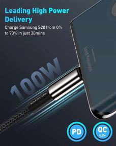img 3 attached to ⚡ Baseus 100W PD USB C-кабель - кабель быстрой зарядки для Samsung S21, iPad Pro, MacBook Pro, Google Pixel и других устройств (6,6 футов)