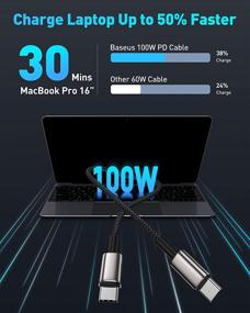 img 2 attached to ⚡ Baseus 100W PD USB C-кабель - кабель быстрой зарядки для Samsung S21, iPad Pro, MacBook Pro, Google Pixel и других устройств (6,6 футов)