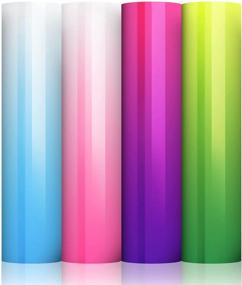 img 4 attached to 🌈 Color Changing Vinyl for Cricut [4 Pack, 12x12inch] - Adhesive Permanent Vinyl Sheets for Cricut Machine Sensitive to Cold - Purple, Green, Pink, Blue - Self Adhesive Vinyl Paper