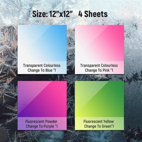 img 3 attached to 🌈 Color Changing Vinyl for Cricut [4 Pack, 12x12inch] - Adhesive Permanent Vinyl Sheets for Cricut Machine Sensitive to Cold - Purple, Green, Pink, Blue - Self Adhesive Vinyl Paper