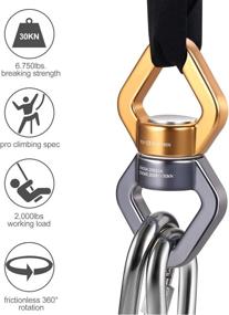 img 2 attached to 🌳 Safest Climbing Rotational Device: FeiYen Tree Swing Swivel Spinner with 2 Carabiners 30KN - Ideal for Aerial Silks, Spider Web Swing, Hanging Hammocks, Children's Pod Swings - Supports 2500 lbs