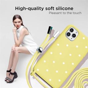 img 3 attached to 📱 Yellow Soft Silicone Crossbody Lanyard Bumper Necklace Phone Cover Compatible with iPhone Xs Max Case - White Dots Pattern