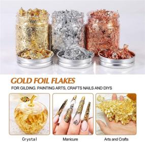 img 3 attached to YULIKTOR Gold Foil Flakes for Resin - Pack of 3 Bottles, 15 Grams Metallic Flakes - 🔆 Imitation Gold Foil Leaf for Nails, Painting, Crafts, Slime and Resin Jewelry Making - Gold, Silver, Copper Colors