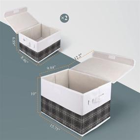 img 3 attached to Bengenta Foldable Storage Bins with Lids - 3 Pack Storage Box Organizer, Stackable Fabric Basket Cube Containers with Handles for Clothes Toys Books CD, Ideal for Home Bedroom Closet Living Room Office (3 Packs, White & Black)