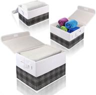 bengenta foldable storage bins with lids - 3 pack storage box organizer, stackable fabric basket cube containers with handles for clothes toys books cd, ideal for home bedroom closet living room office (3 packs, white & black) логотип