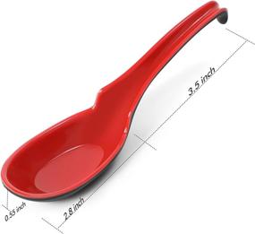 img 3 attached to 🥣 12 PACK Asian Soup Spoons Set - Rice Spoons, Melamine Chinese Won Ton Soup Spoon for Soba, Pho, Ramen, Noodle - Korean Style Large Spoon with Long Handle - Notch and Hook Design in Red & Black