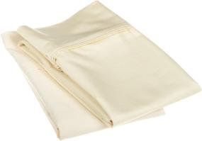 img 1 attached to 🛏️ Premium 1200-Thread Soft Cotton Pillowcases - Superior Long-Staple Combed Set of 2 in Ivory