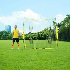 img 3 attached to 🏈 PodiuMax 8ft x 8ft Knotless Throwing Net for Improved QB Accuracy, Portable Football Trainer with 5 Target Pockets and Carry Bag