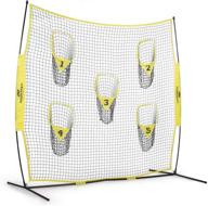 🏈 podiumax 8ft x 8ft knotless throwing net for improved qb accuracy, portable football trainer with 5 target pockets and carry bag логотип