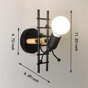 img 3 attached to 🏠 Black Climb Stairs Iron Wall Lamp for Living Room and Bedroom - SOUTHPO Modern Humanoid Shape Wall Sconces Lighting, Metal Bedside Lamps Decor, Children Birthday Gifts, E26 for Hallway