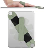 📱 fintie universal tablet hand strap holder: 360° swivel pu leather handle grip for ipad and 9-10 inch tablets, sage green logo