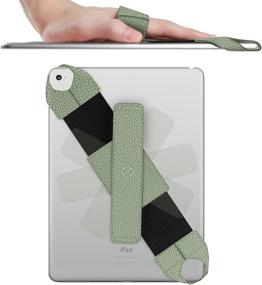 img 4 attached to 📱 Fintie Universal Tablet Hand Strap Holder: 360° Swivel PU Leather Handle Grip for iPad and 9-10 Inch Tablets, Sage Green