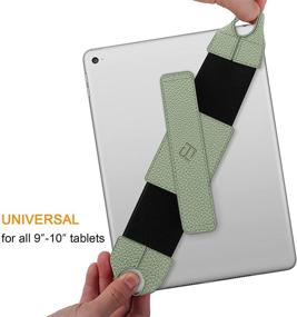 img 2 attached to 📱 Fintie Universal Tablet Hand Strap Holder: 360° Swivel PU Leather Handle Grip for iPad and 9-10 Inch Tablets, Sage Green