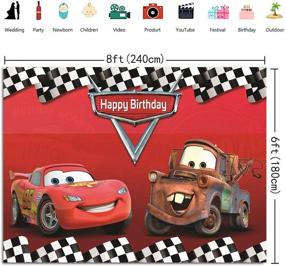 img 3 attached to 🚗 Яркий фон RUINI для гонок на автомобилях для незабываемой вечеринки в стиле мультфильма "Тачки" - баннер декорации 8х6 футов