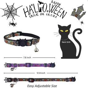 img 3 attached to 🐱 Pohshido 3 Pack Halloween Cat Collars: Cute Pumpkin Jack-O-Lantern Bat Spider Pattern with Safety Breakaway and Bells for Kitty Kitten Boys and Girls (Adjustable Size: 7.8-12.8 inch)