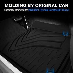 img 3 attached to 🚗 KUST All Weather Car Mats for KIA K5 2021 2022 (FWD Models Only)/2020 2021 2022 Hyundai Sonata - Heavy Duty Rubber Floor Mat Liners, Custom Fit, Black TPE