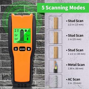 img 3 attached to 🗂️ Stud Finder Wall Scanner - 5 in 1 Electronic Stud Sensor with LCD Display - Locate Wood, AC Wires, Metal Studs, Joists - Orange BLACK