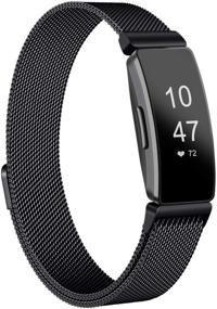 img 4 attached to 📿 AMZPAS Ремешки - Совместимы с Fitbit Inspire 2, Fitbit Inspire HR, Fitbit Inspire и Fitbit Ace 2 - Дышащие ремешки из нержавеющей стали с магнитной застежкой для женщин и мужчин (Маленький, Черный)