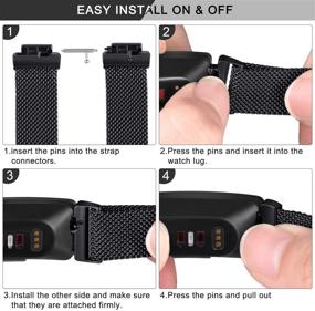 img 1 attached to 📿 AMZPAS Ремешки - Совместимы с Fitbit Inspire 2, Fitbit Inspire HR, Fitbit Inspire и Fitbit Ace 2 - Дышащие ремешки из нержавеющей стали с магнитной застежкой для женщин и мужчин (Маленький, Черный)