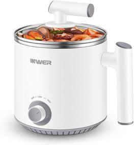 img 4 attached to 🍲 INWER 1.6L Rapid Mini Electric Hot Pot Cooker, Stainless Steel with Power Control and Over-Heating Protection - Ideal for Noodles, Egg, Shabu Shabu, Oatmeal (Includes Egg Rack)